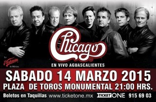 Póster promocional del concierto de Chicago en Aguascalientes