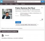 Captura de pantalla del perfil de Pablo Ramírez del Real de la red social de LinkedIn, donde él se presenta como Ejecutivo Profesional de Venta de Deral Automotriz