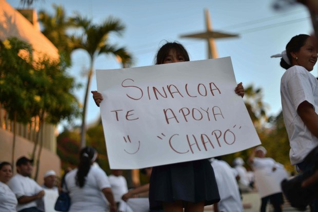 Marcha de apoyo a El Chapo Guzmán en Culiacán, el día de ayer. Foto Fernando Brito/ El Debate