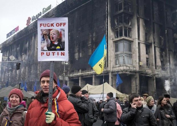 Mitin en la Plaza de la Independencia en Kiev contra las amenazas de invasión del presidente de Rusia. Reuters