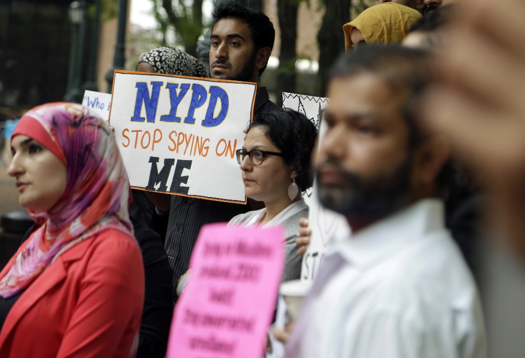 El 28 de agosto de 2013, musulmanes protestaron por los operativos de espionaje de la policía de Nueva York. Foto Ap
