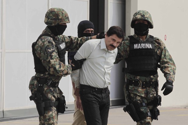 Joaquín Guzmán Loera, 'El Chapo', al ser presentado a los medios tras su captura el 22 de febrero de 2014. Foto: La Jornada
