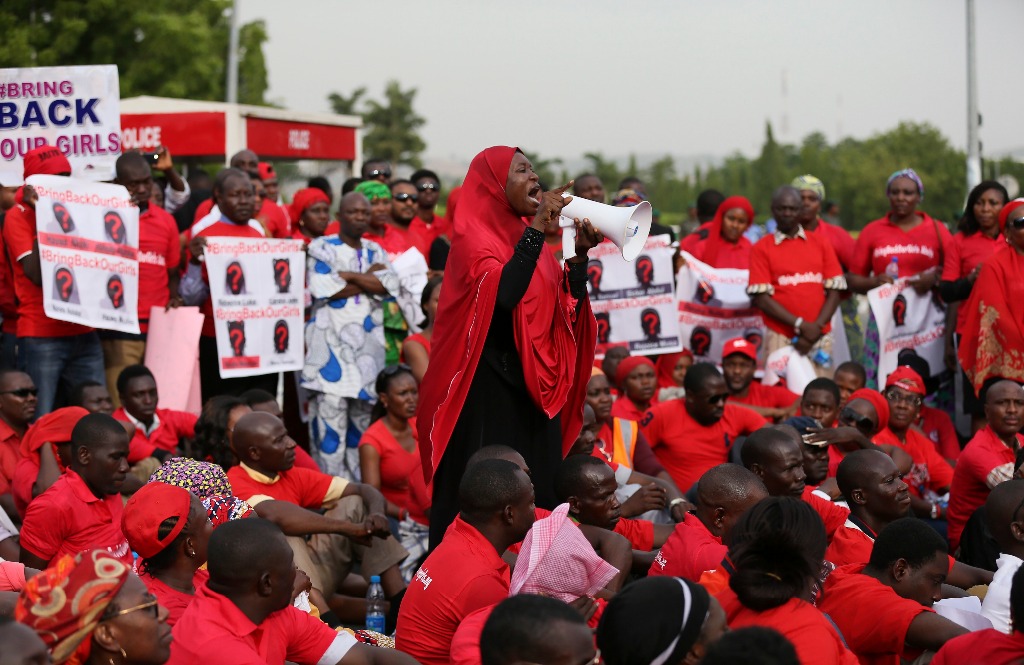 Manifestación por la liberación de las niñas secuestradas por militantes del grupo Boko Haram, en Nigeria. Foto Reuters