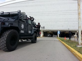 Aspecto previo a la reunión del gabinete de seguridad, en Tampico, Tamaulipas. Foto: La Jornada