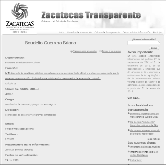 Imagenes tomadas del portal de transparencia de Gobierno del Estado ■ fotos: La Jornada Zacatecas