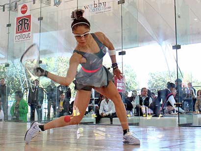 Paola Longoria invitó a la entidad a concretar proyectos que permitan la masificación del raquetbol ■ FOTO: LA JORNADA ZACATECAS
