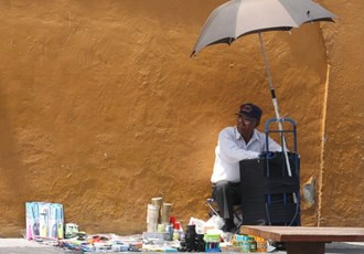 Comerciante en el Centro Histórico del DF. Foto: La Jornada