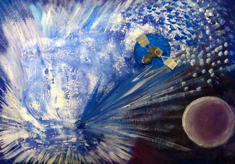 Dibujo elaborado por Milena Kaznacheeva, de 14 años de edad. El Programa Galileo fue nombrado en honor de Milena, quien ganó el concurso de dibujo de la Agencia Espacial Europea en 2012. Foto Xinhua