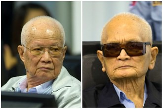 Khieu Samphan, ex jefe de estado del régimen, de 83 años de edad, y Nuon Chea, principal ideólogo, de 88 años, los dos únicos líderes sobrevivientes del Jemer Rojo que podían enfrentar juicio. Foto Reuters