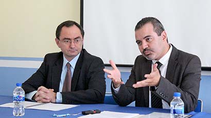 Marcelino Cuesta Alonso (izquierda), en su segundo informe de trabajo al frente de la Unidad ■ foto: LA JORNADA ZACATECAS