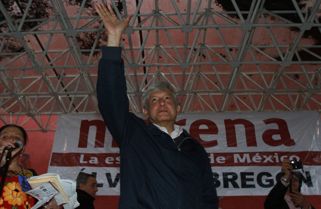 Andrés Manuel López Obrador, durante un mitin en la delegación Álvaro Obregón en mayo pasado. Foto: La Jornada