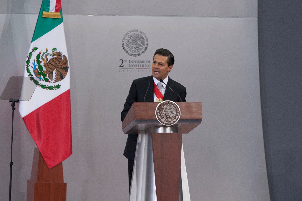 El presidente Enrique Peña Nieto, durante la ceremonia por su segundo Informe de gobierno, en Palacio Nacional, el pasado 2 de septiembre. Foto: La Jornada