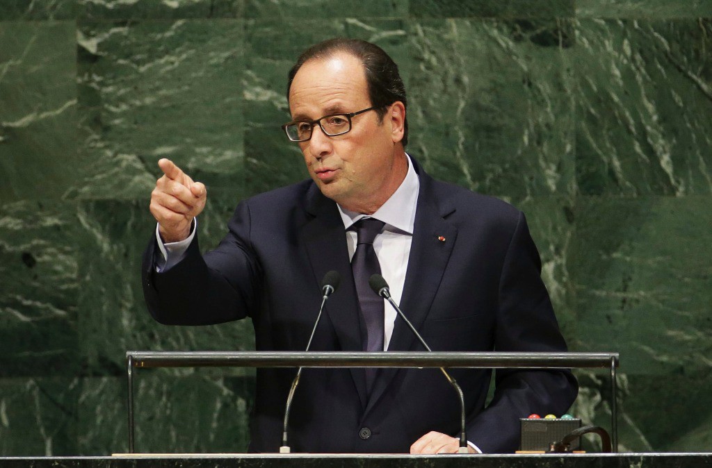 El presidente de Francia, Francois Hollande, ante la Asamblea General de la ONU, este miércoles. Foto Reuters