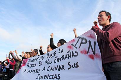 Aspecto de la manifestación estudiantil del IPN campus Zacatecas ■ foto: andrés sánchez