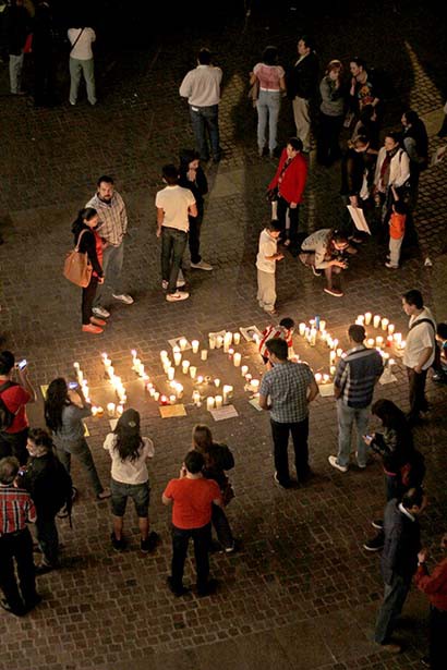 La Plazuela Miguel Auza fue sede de la manifestación pacífica ■ fotos: andrés sánchez