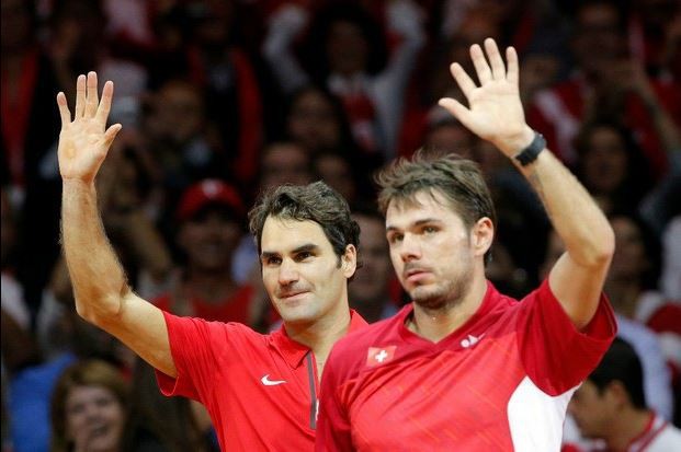 La pareja suiza, conformada por Federer y Wawrinka, se impuso a la francesa, integrada por Benneteau y Gasquet. Foto: Ap