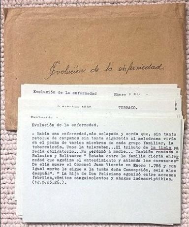 Notas de Gabriel García Márquez para 'El general en su laberinto'. Imagen tomada de www.hrc.utexas.edu/press