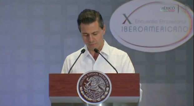 El presidente Peña Nieto en la clausura del 10 Encuentro Empresarial iberoamericano realizado en Veracruz. Foto @PresidenciaMX