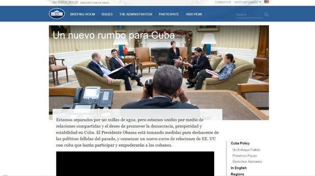 Imagen tomada de la página creada por la Casa Blanca 'Un nuevo rumbo para Cuba'. http://www.whitehouse.gov/issues/foreign-policy/cuba-politica