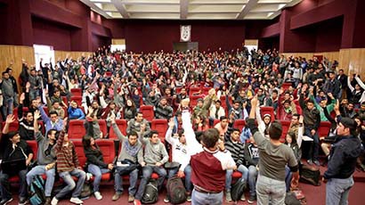 Aspectos de la asamblea realizada este lunes