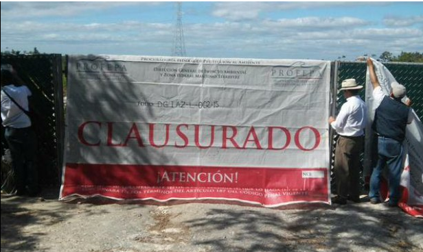 Personal de Profepa realizó una visita de verificación y clausura a las obras del proyecto Dragon Mart, ubicado en el predio El Tucán, municipio de Benito Juárez, Quintana Roo. Foto tomada del Twitter @PROFEPA_Mx
