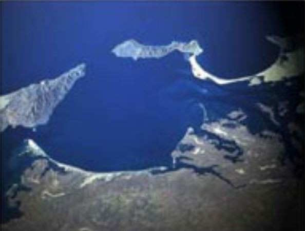 Foto satelital, noroeste de la parte central de la Bahía Magdalena. Foto NASA