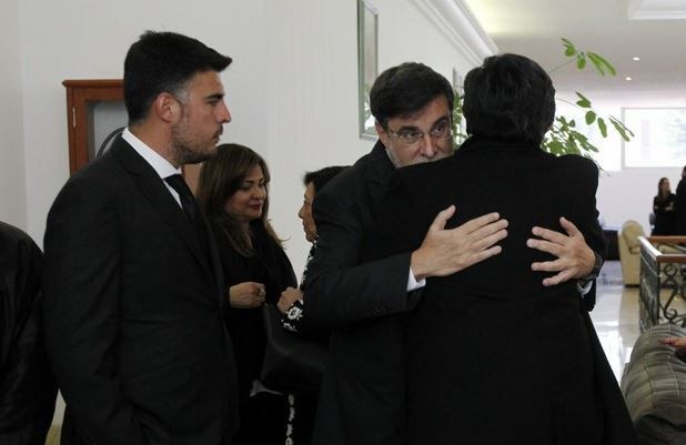 Julio Scherer Ibarra, durante el funeral de su padre este miércoles. Foto: La Jornada