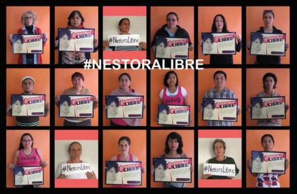 Imágenes de la campaña en redes sociales por la liberación de Nestora Salgado. Foto: La Jornada
