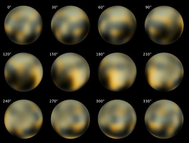 Collage de imágenes de Plutón, hecho a partir de fotografías tomadas por el telescopio espacial Hubble en 2002 y 2003. Foto Ap