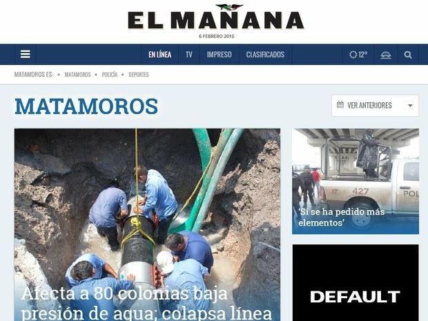 Imagen tomada de la página web de 'El Mañana' de Matamoros (www.elmanana.com/elmananamatamoros)