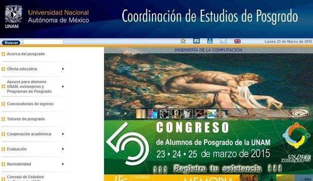 Imagen del portal de la Coordinación de Posgrado de la UNAM