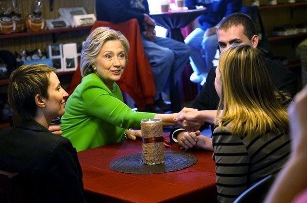 La secretaria de Estado, Hillary Clinton, durante un acto de campaña este martes en Iowa. Foto Reuters