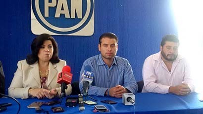 Directivos de Acción Nacional, en conferencia de prensa ■ foto: alma tapia