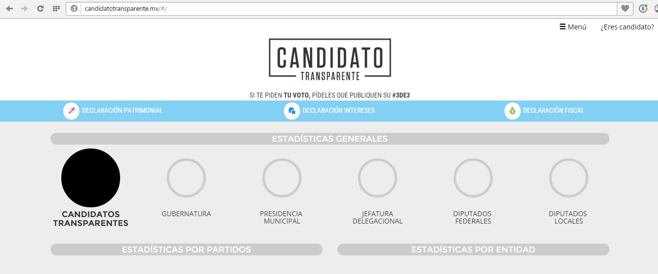 Captura de pantalla de la página http://candidatotransparente.mx/#/