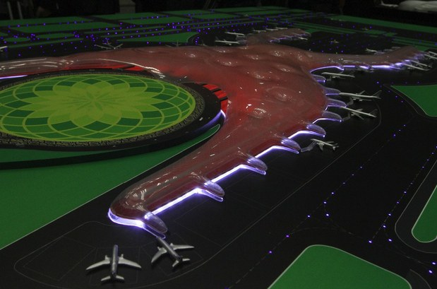 Maqueta del Nuevo Aeropuerto Internacional de la Ciudad de México. Foto Notimex / Archivo