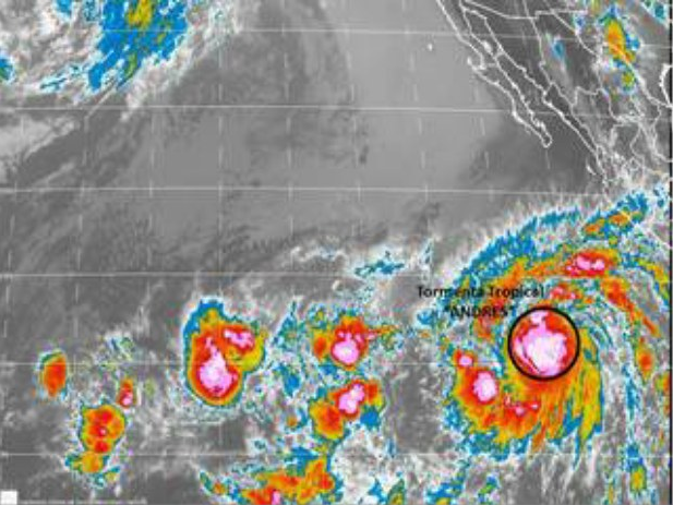 Imagen de satélite de la tormenta tropical 'Andrés' tomada del Servicio Meteorológico Nacional