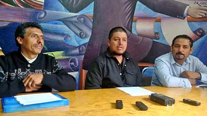 Conferencia de prensa del Movimiento Democrático del Magisterio Zacatecano ■ FOTO: MARTÍN CATALÁN LERMA