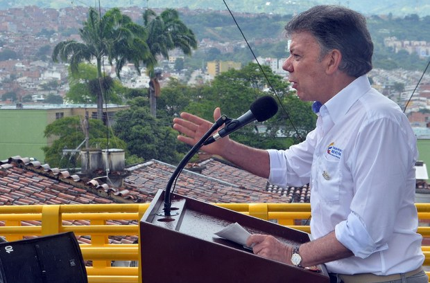 El presidente de Colombia, Juan Manuel Santos, en imagen del 27 de mayo de 2015. Foto Xinhua