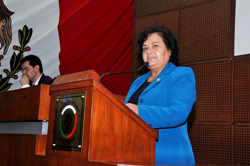 María Elena Nava, presidenta de la Comisión de Educación, en la sesión de este martes de la 61 Legislatura ■ foto: la jornada zacatecas
