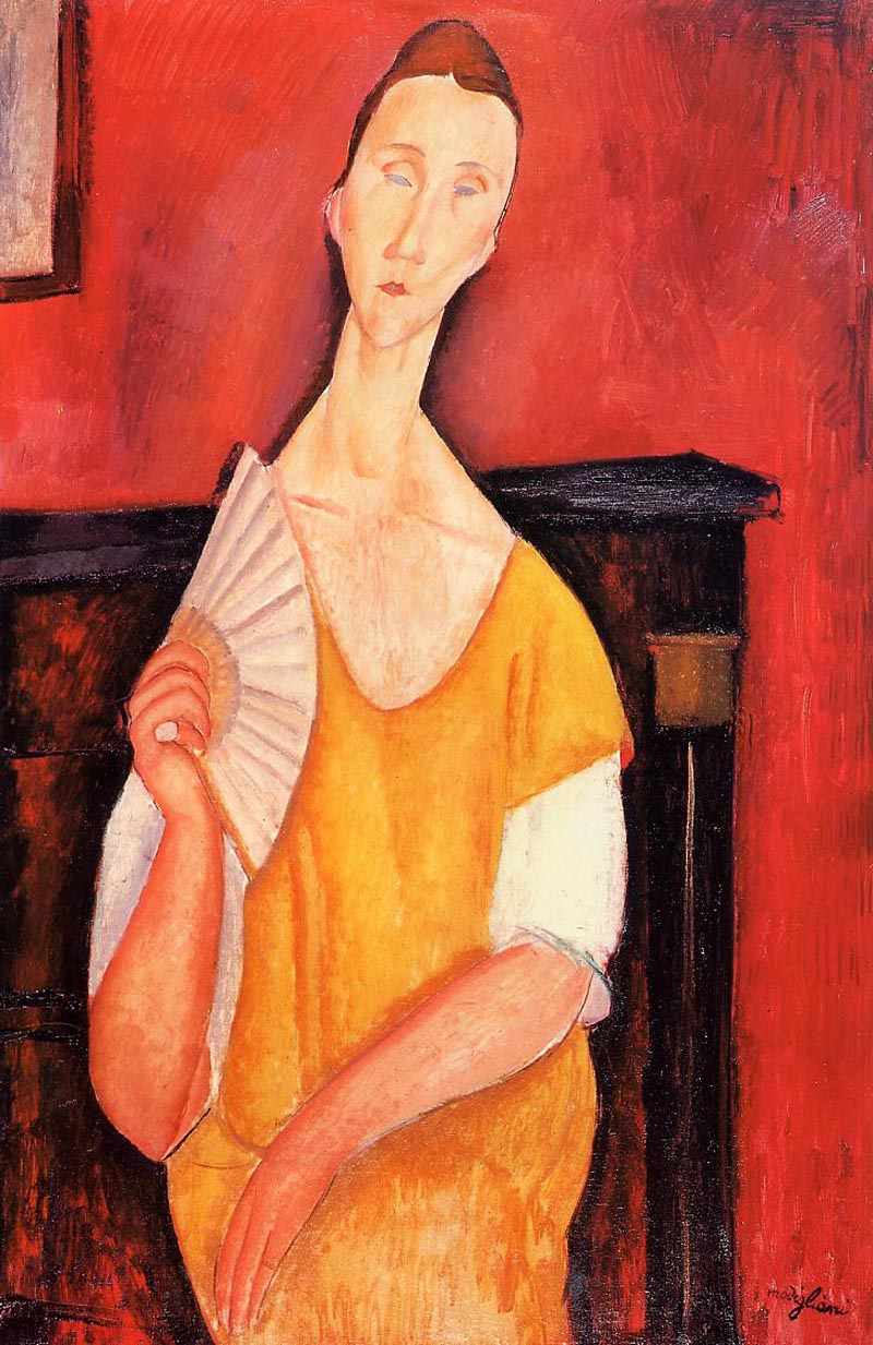 Amedeo Modigliani. Mujer con abanico, Lunia Czechowska. Óleo / tela. 1919. Museo de Arte Moderno de París.