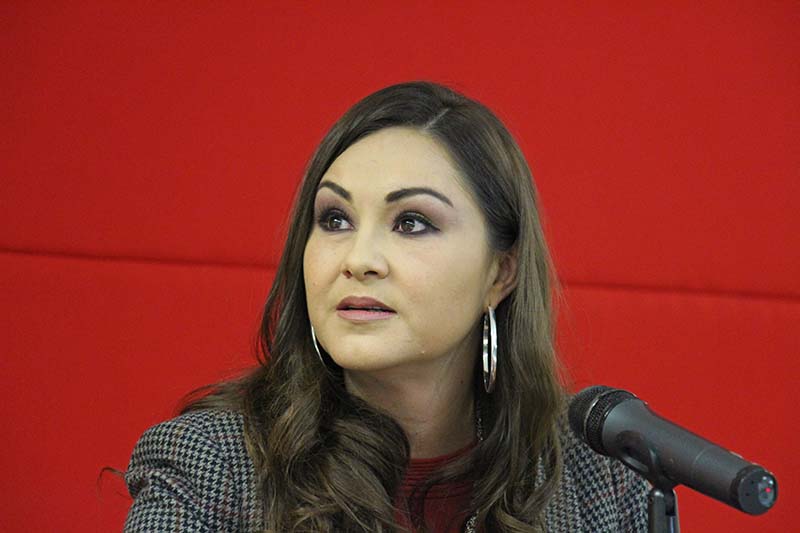 Geovanna Bañuelos, dirigente estatal del Partido del Trabajo ■ FOTO: ERNESTO MORENO