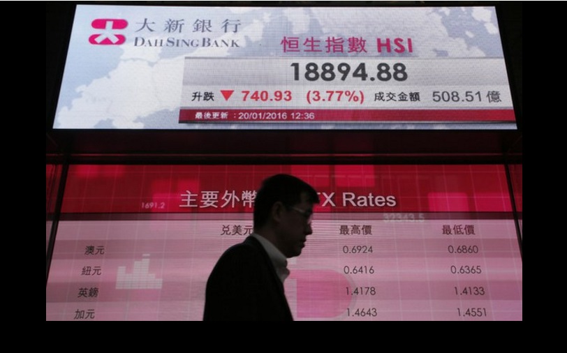 El índice Nikkei de la bolsa de Tokio perdió 3.7 por ciento, mientras la bolsa de Hong Kong (en la imagen) terminó con una caída de 3.82, situándose en su nivel más bajo en cuatro años. Foto Ap