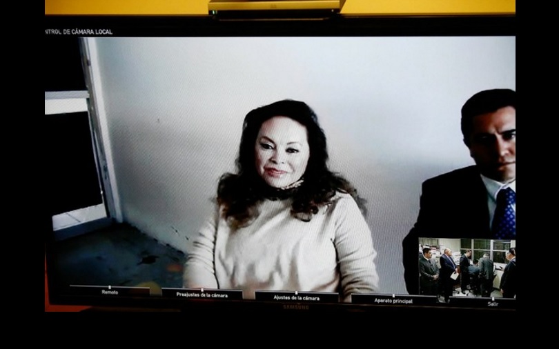 Elba Esther Gordillo, ex lideresa del SNTE, durante la audiencia judicial en la que se rechazó su arresto domiciliario en agosto pasado. Foto La Jornada
