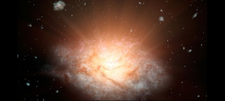 La galaxia W2246-0526 está muy alejada de la Vía Láctea y es 10 mil veces más luminosa que la tierra. Foto https://www.sciencenews.org/