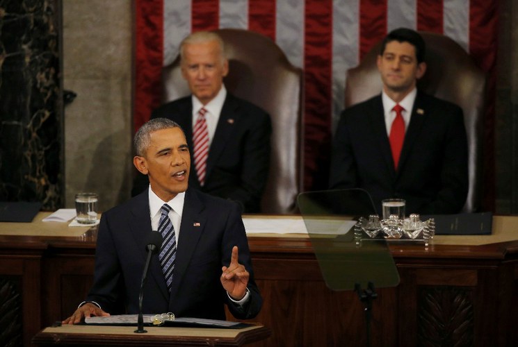 El presidente de Estados Unidos, Barack Obama, al pronunciar su discurso anual sobre el estado de la Unión, este martes. Foto Reuters