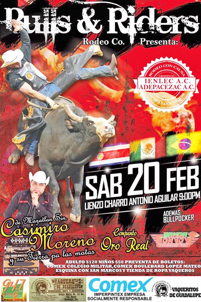Cartel promocional de Rodeo Con Causa; participarán jinetes de Brasil, Costa Rica y México ■ FOTO: FACEBOOK BULLS & RIDERS RODEO
