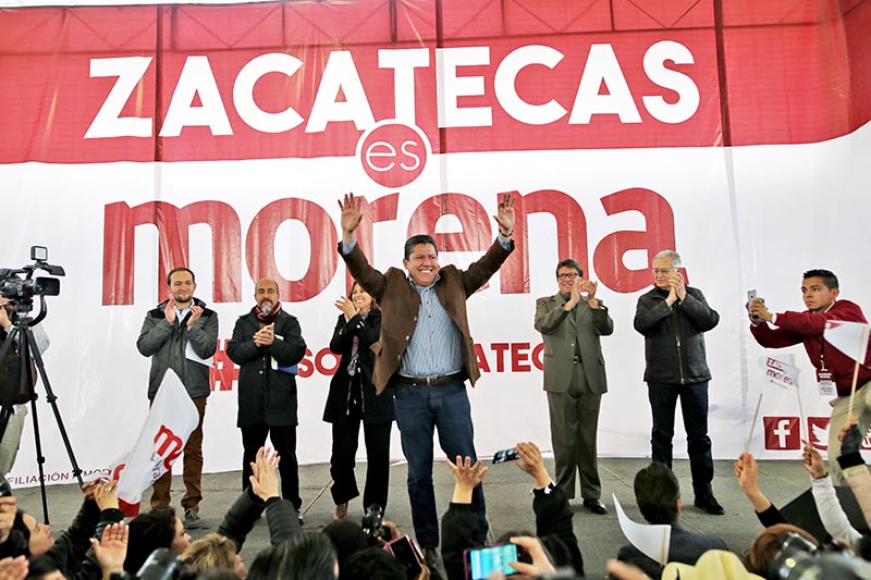 Evento donde Morena declaró a David Monreal como único candidato a la gubernatura del estado por ese partido ■ foto: andrés sánchez