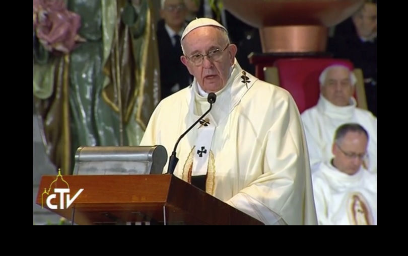 Papa Francisco durante la misa en la Basílica de Guadalupe. Captura de pantalla canal televisivo del Vaticano