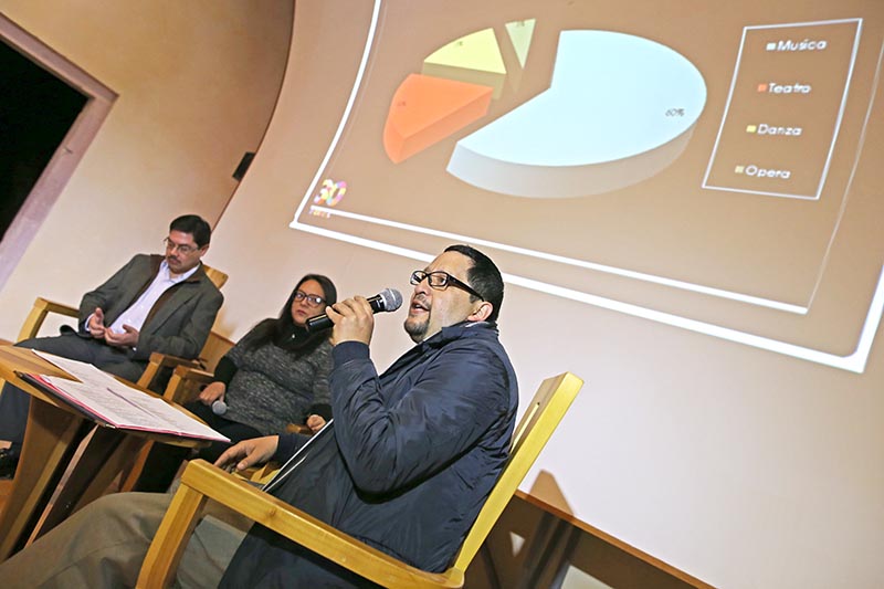 En conferencia de prensa, autoridades de cultura en la entidad detallaron el programa musical del 30 FCZ 2016 ■ foto: andrés sánchez