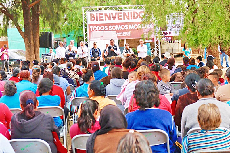 El candidato de Movimiento de Regeneración Nacional estuvo en un evento público en comunidades de Guadalupe este viernes ■ foto: la jornada zacatecas